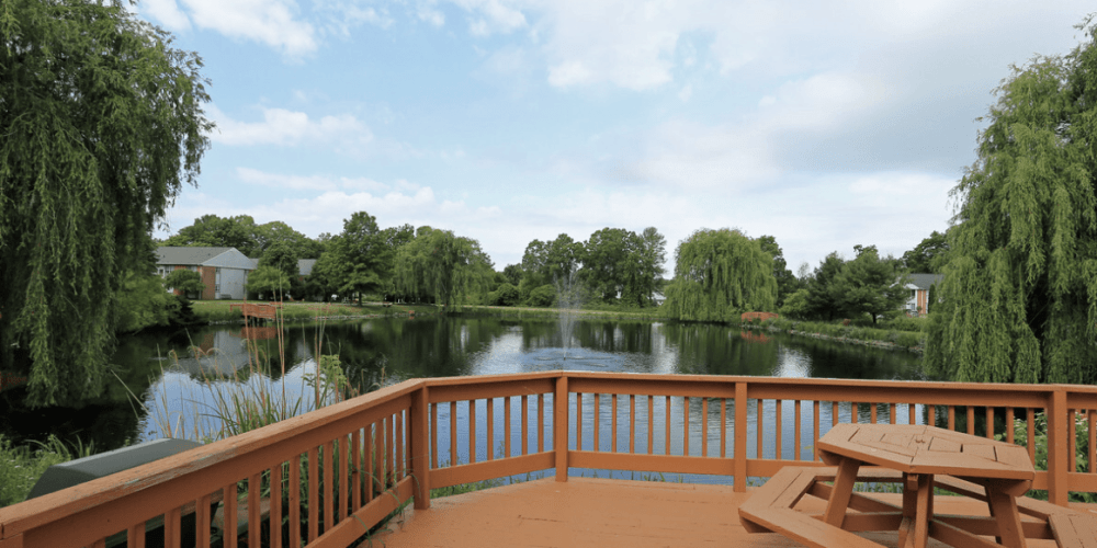 Lakeside view from the clubhouse at The Hamlets at Willoughby in Willoughby, Ohio