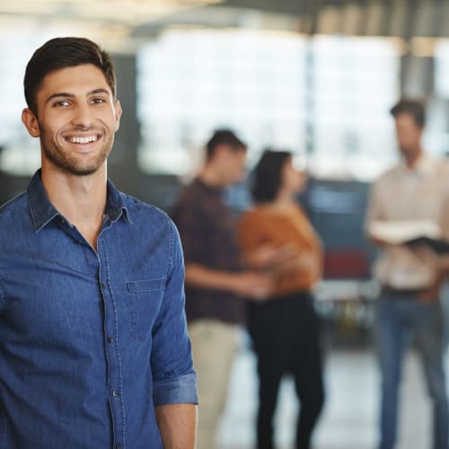 a manager ready for a prospective resident at Pomerado Terrace in San Diego, California