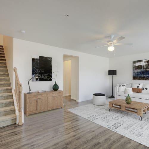 A furnished living room at Desert Winds in Fallon, Nevada