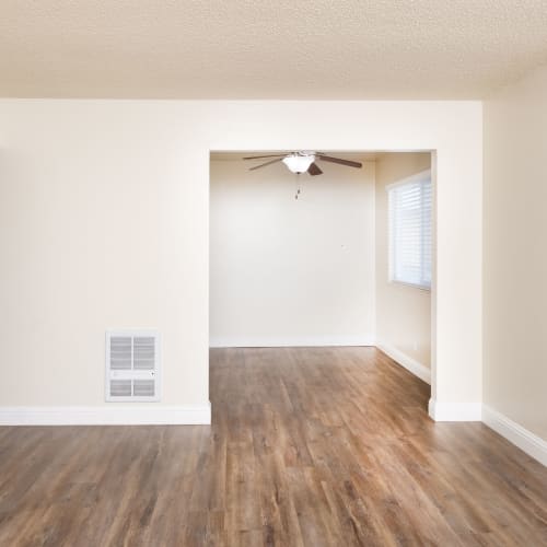 Open floor plan at Marina Plaza Apartments in San Leandro, California