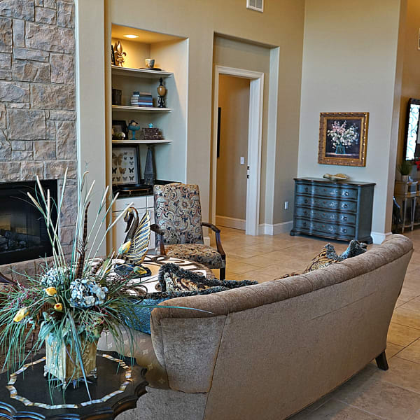 Cozy couch in the clubhouse at Parc Place Apartment Homes in Chalmette, Louisiana