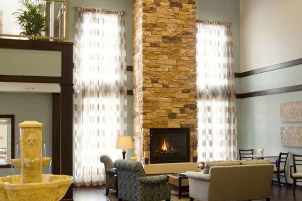 Brightly lit reception area at Governor's Village in Mayfield Village, Ohio