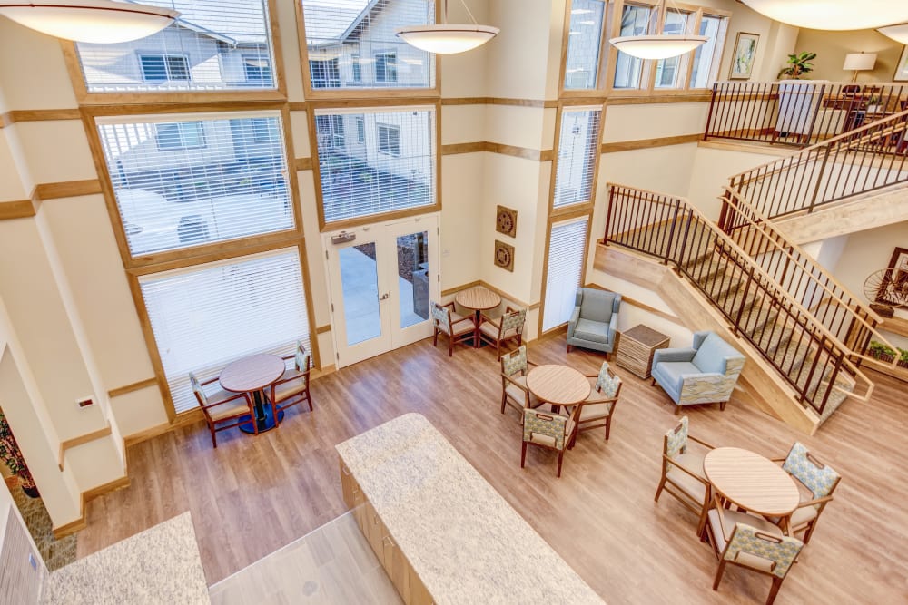 The lobby at Juniper Springs Senior Living in Redmond, Oregon.