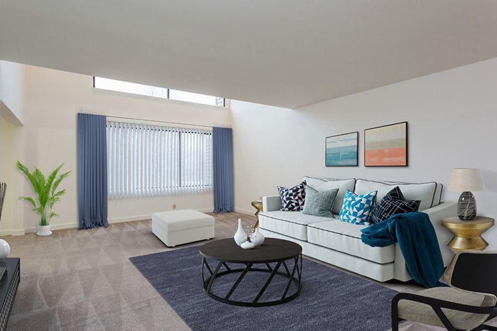 Spacious living room at Emerald Springs Apartments in Painted Post, New York