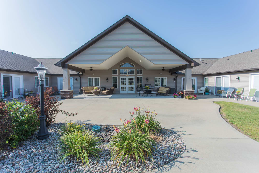 Rear exit to the community courtyard at Villas of Holly Brook Effingham in Effingham, Illinois