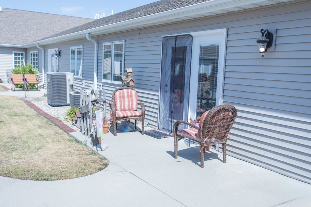 Back porch of a home at Villas of Holly Brook Newton in Newton, Illinois
