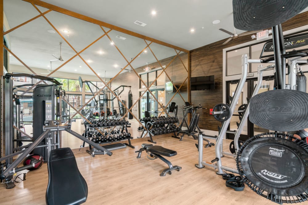 24-hour fitness center at Olympus Grand Crossing in Katy, Texas