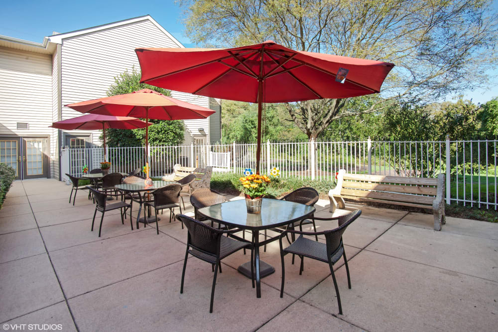 Patio seating at Truewood by Merrill, Glen Riddle in Glen Riddle, Pennsylvania. 