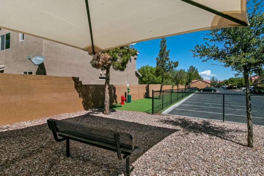 Bench with a canopy at Ascent at Silverado in Las Vegas, Nevada