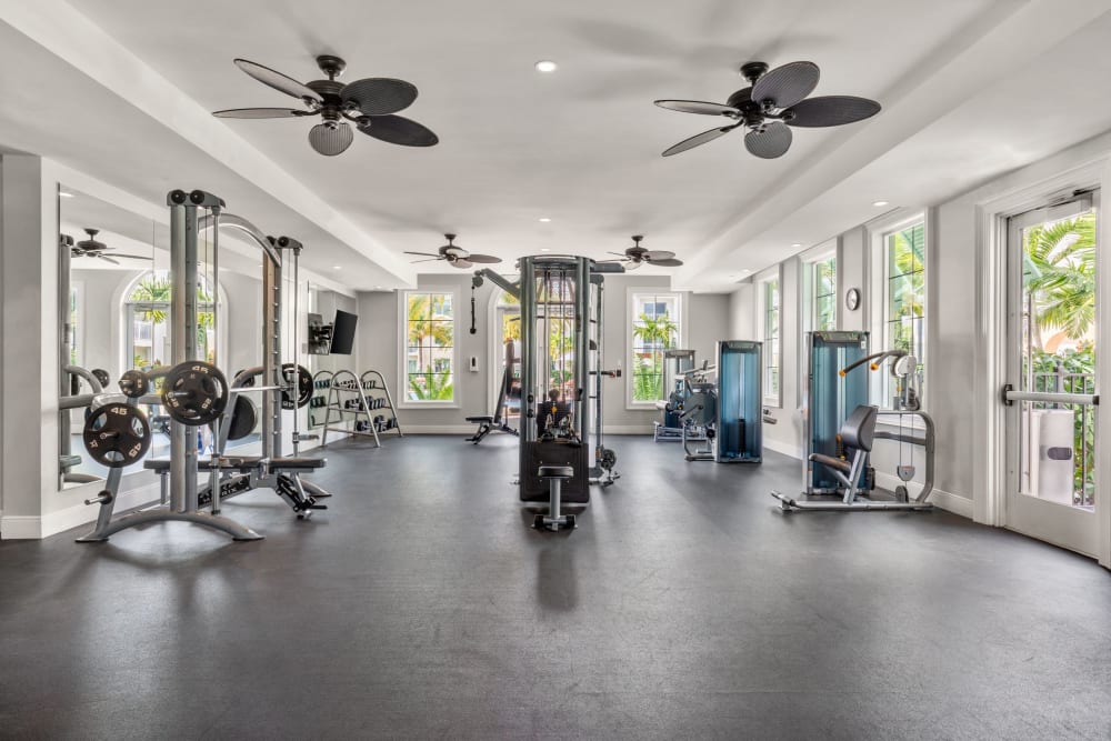 Modern gym at Oceanside Lantana in Lantana, Florida