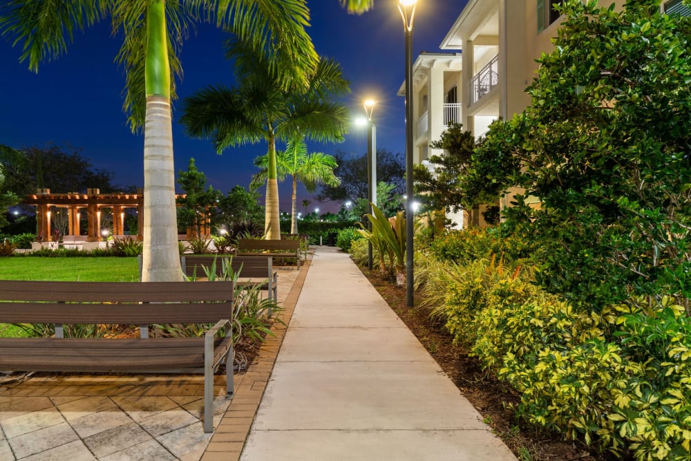 Beautiful walking path at Oceanside Lantana in Lantana, Florida