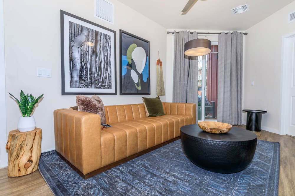 Comfortable living room at Trailside Apartments in Flagstaff, Arizona