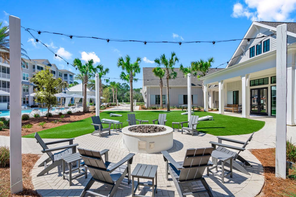 Beautiful outdoor firepit at Primrose at Santa Rosa Beach in Santa Rosa Beach, Florida