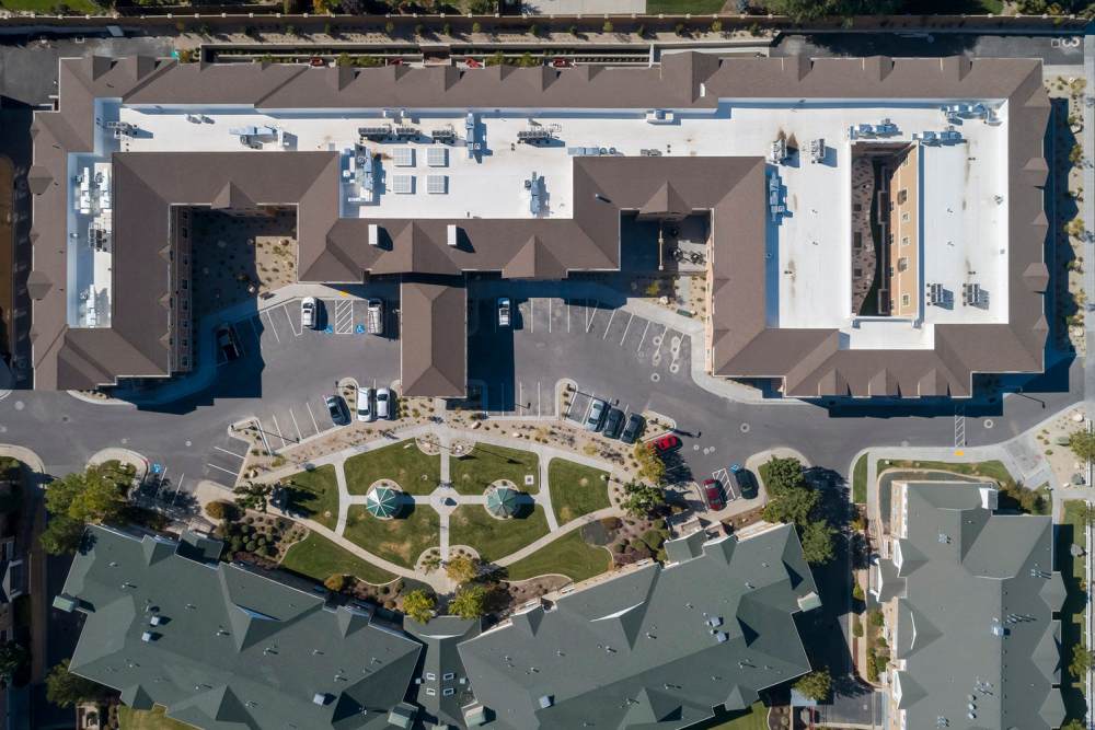 Birds eye view at Crescent Senior Living in Sandy, Utah