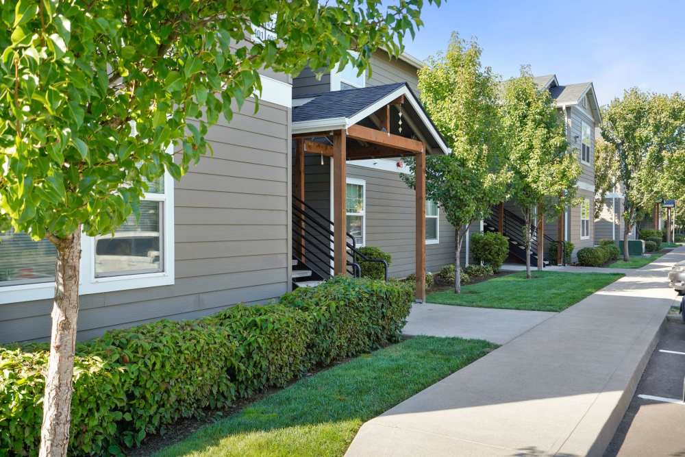 Covered stairs outside at Springbrook Ridge Apartments in Newberg, Oregon