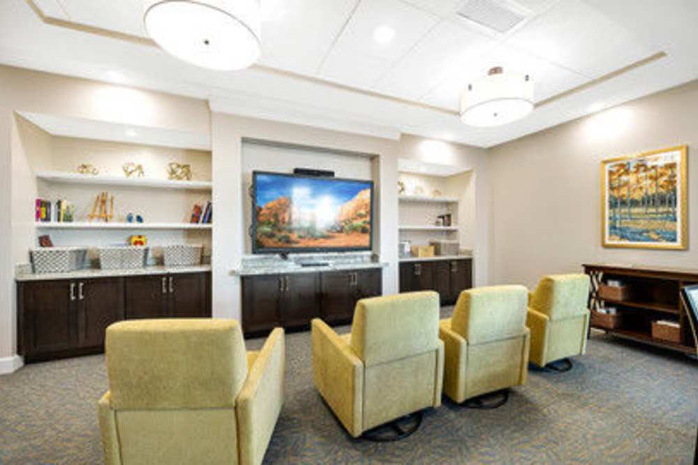 Movie theater room at The Meridian at Carolina Lakes in Indian Land, South Carolina