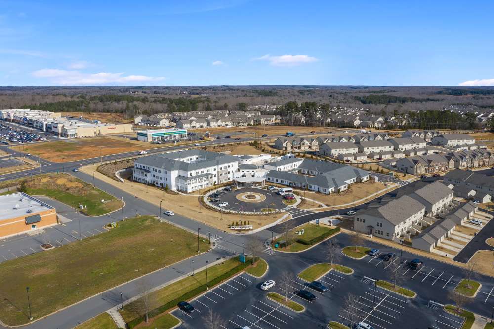 Wide Aerial Shot at The Meridian at Carolina Lakes in Indian Land, South Carolina.
