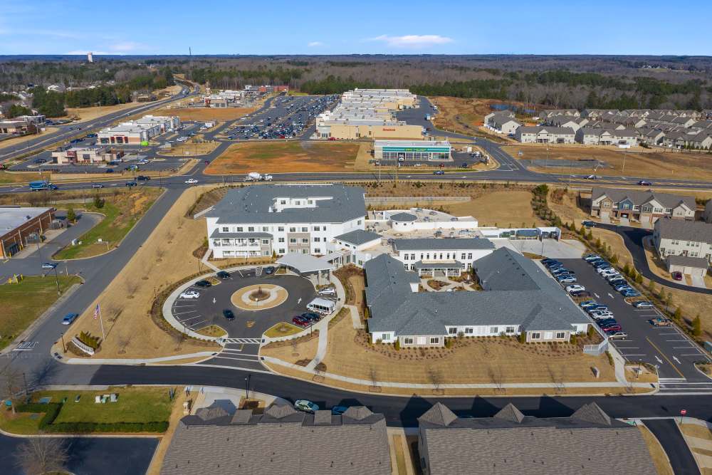 Wide Aerial Shot at The Meridian at Carolina Lakes in Indian Land, South Carolina.