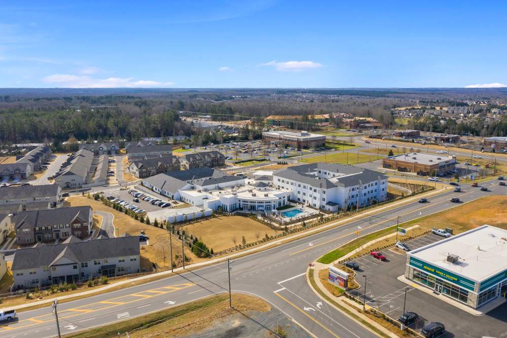 Wide Aerial Shot at The Meridian at Carolina Lakes in Indian Land, South Carolina.