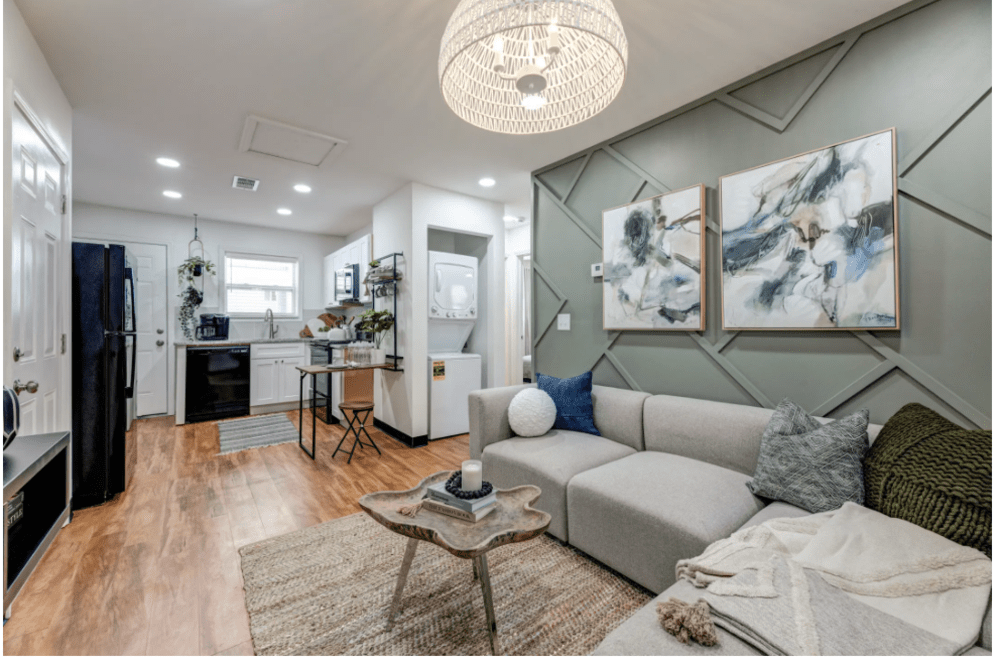 Stylish living room at The Avenue at 3060 in Atlanta, Georgia
