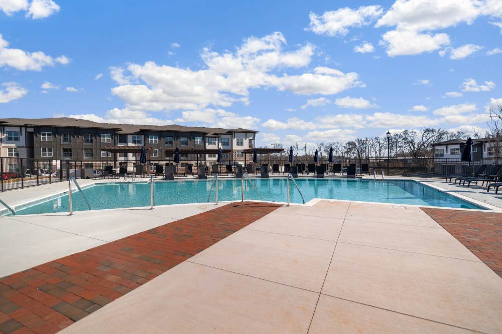 Sun-drenched pool at 101 Depot in Smyrna, Tennessee