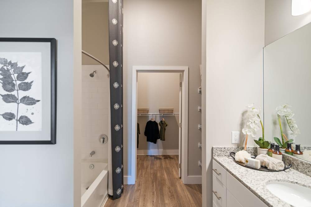 Apartment bathroom with a walk-in closet at 101 Depot in Smyrna, Tennessee