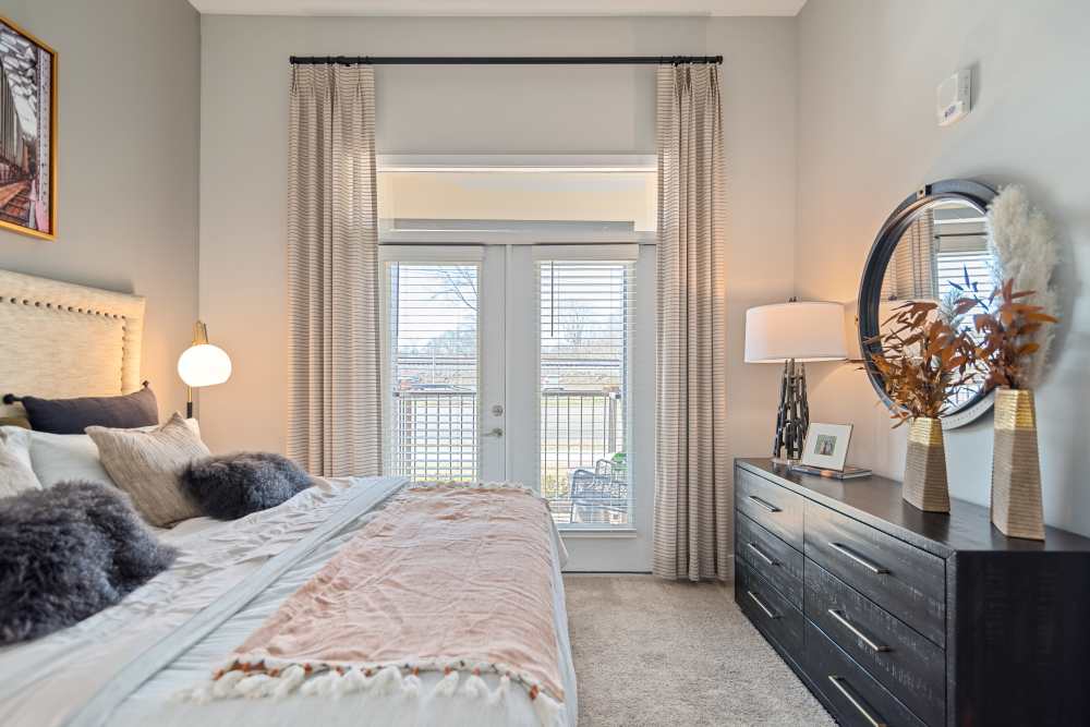 Tall ceilings in an apartment bedroom at 101 Depot in Smyrna, Tennessee