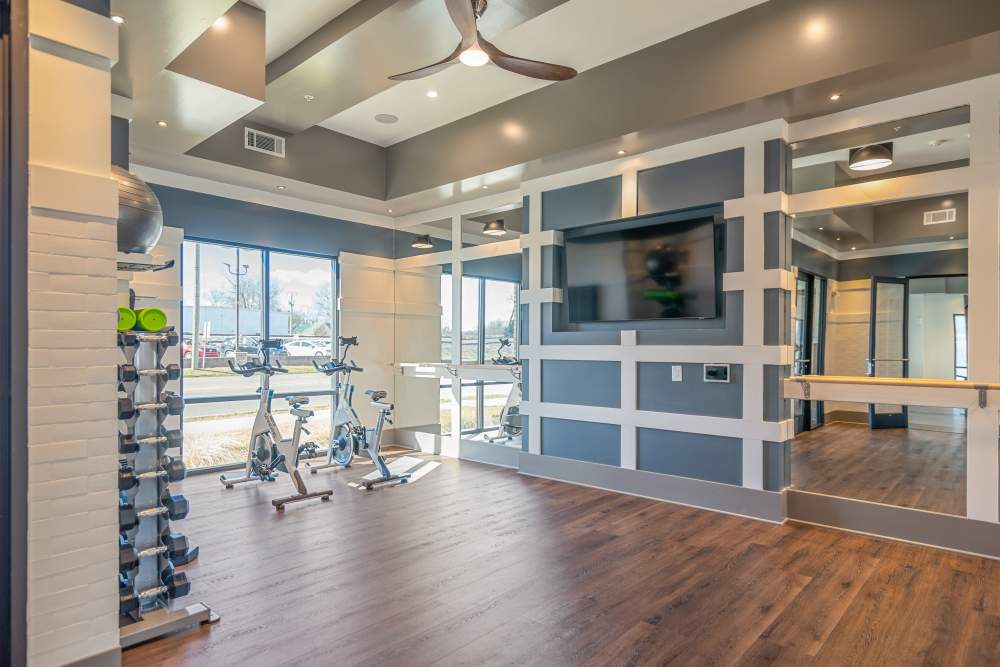TV in the fitness center at 101 Depot in Smyrna, Tennessee