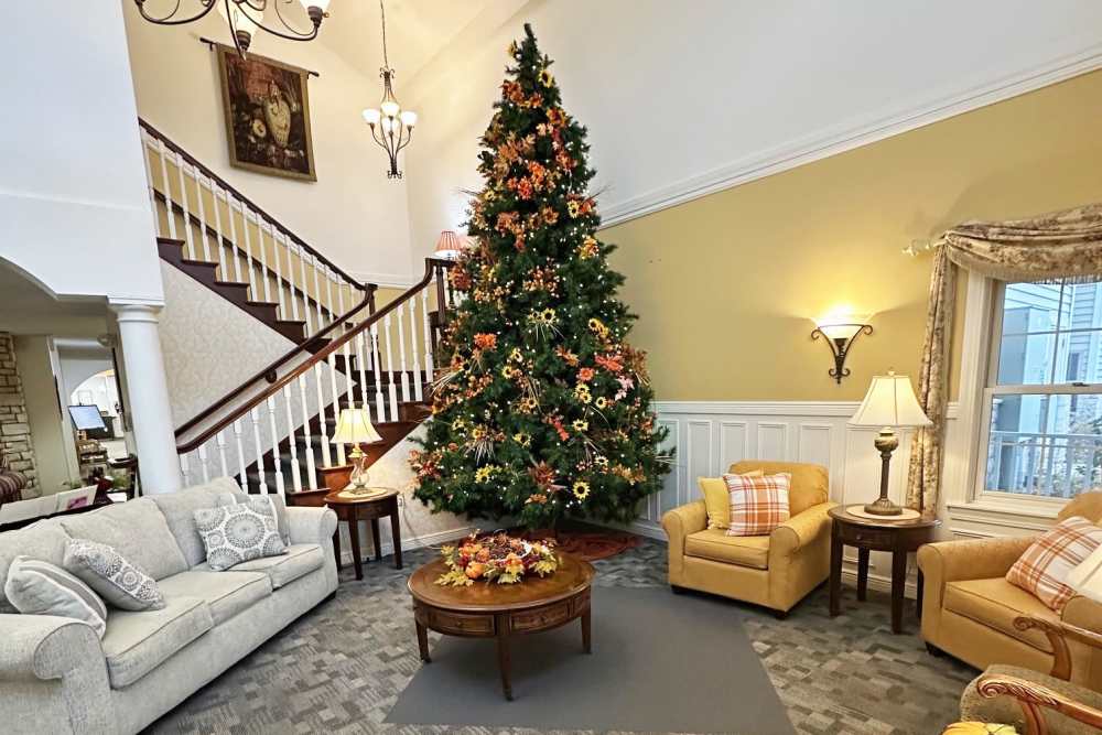 Christmas tree at HeatherWood Assisted Living & Memory Care in Eau Claire, WI