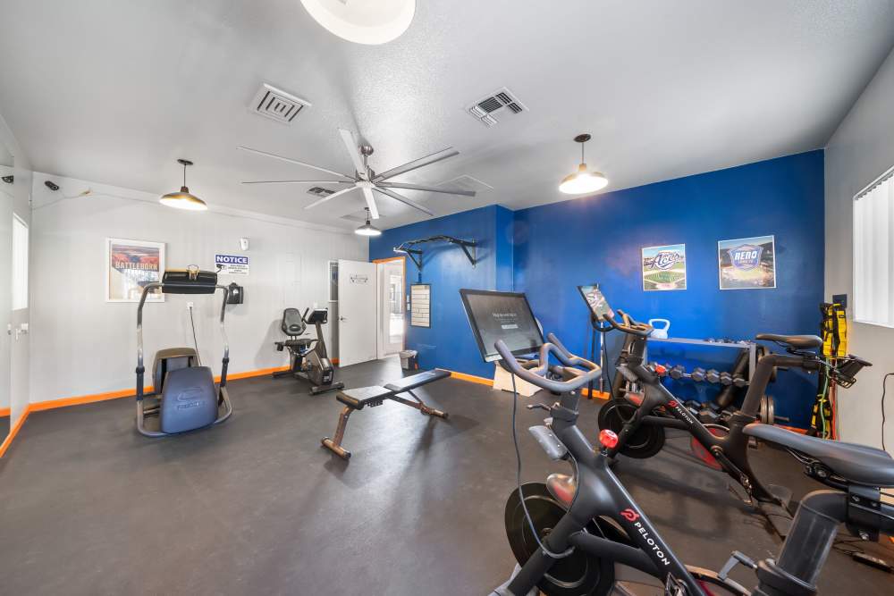 Well-equipped fitness center at Bristle Pointe Apartments in Reno, Nevada