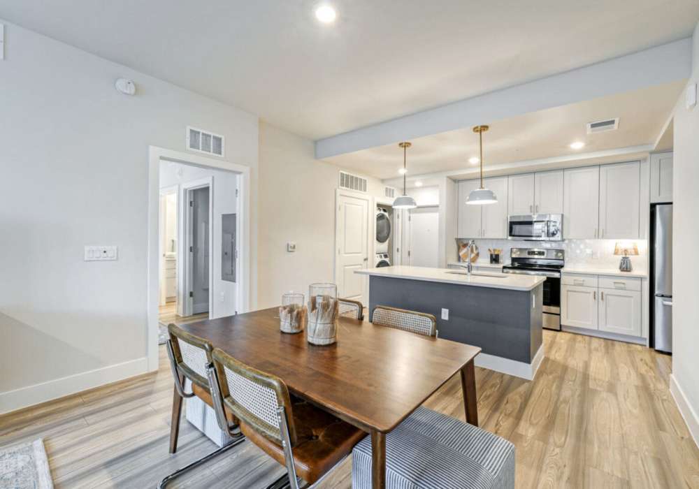Kitchen with stainless steel appliance at Mark Lane Apartments in Naples, Florida