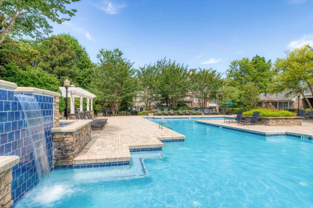 Resort-style swimming pool at Preserve at Legacy Park in Lawrenceville, Georgia