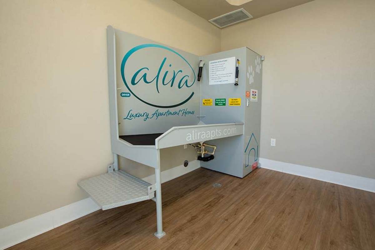 View amenities like our pet spa at Alira Apartments in Sacramento, California