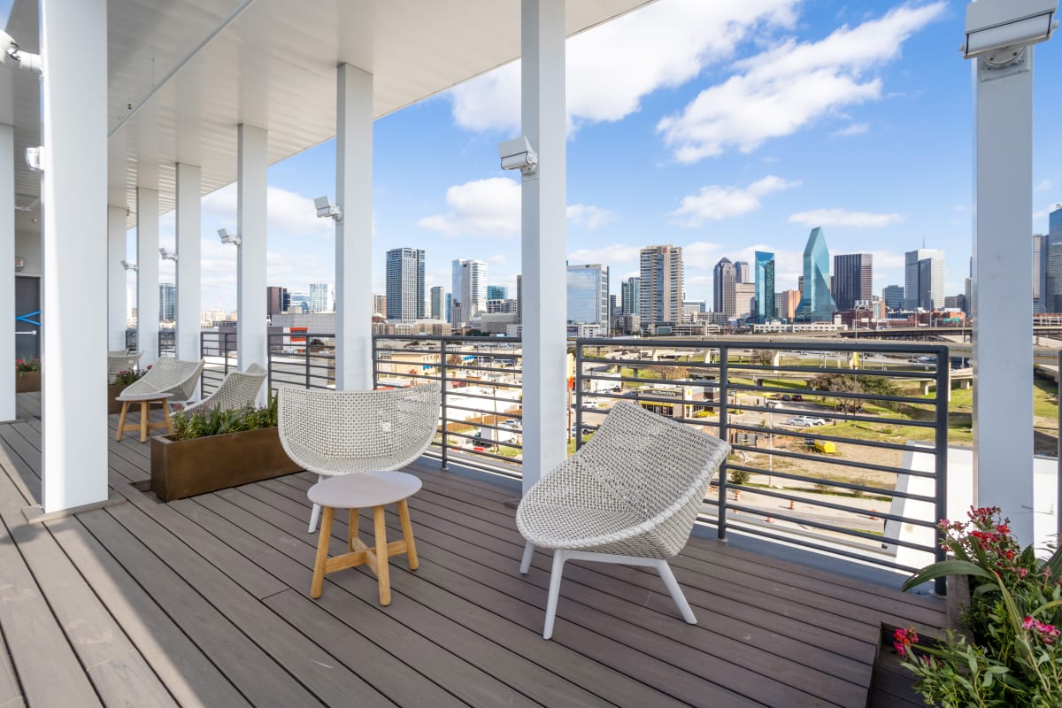 Rooftop view of Downtown Dallas at The Margaret at Riverfront in Dallas, Texas