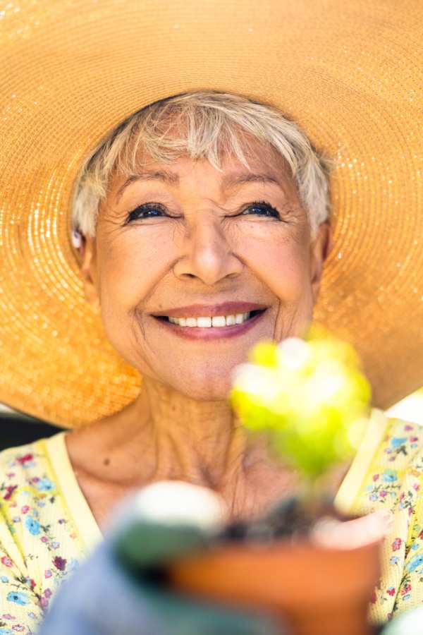 Resident gardening at Merrill Gardens in Seattle, Washington