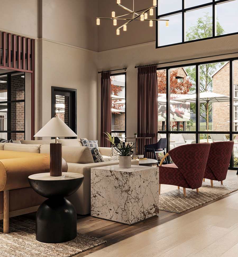 Community lounge at The Landing College Station in College Station, Texas
