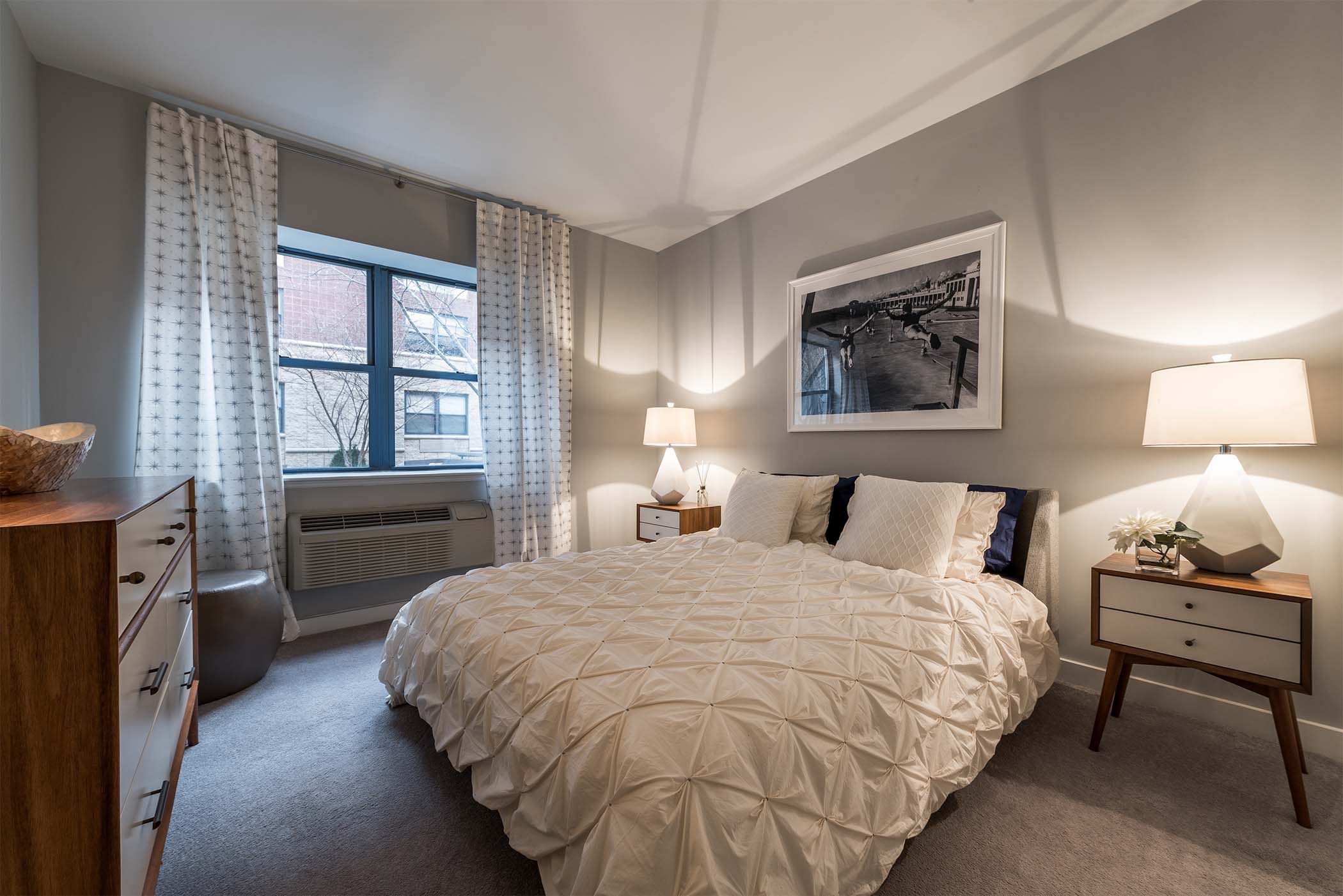 Model bedroom at The Monroe, Morristown, New Jersey