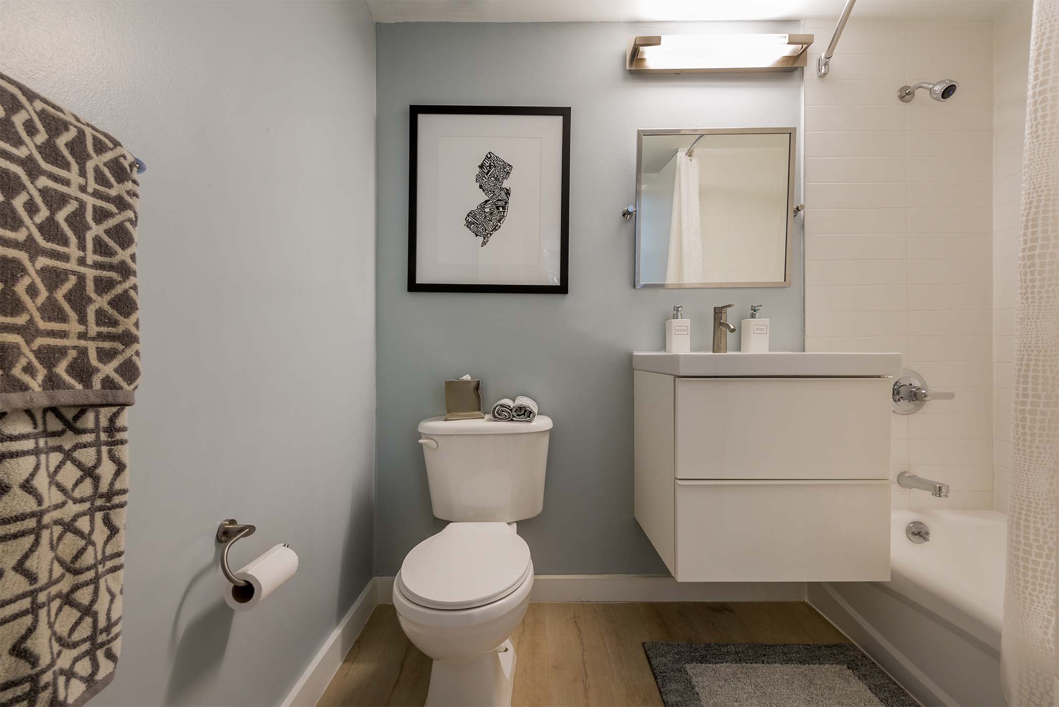 Model bathroom at The Monroe, Morristown, New Jersey