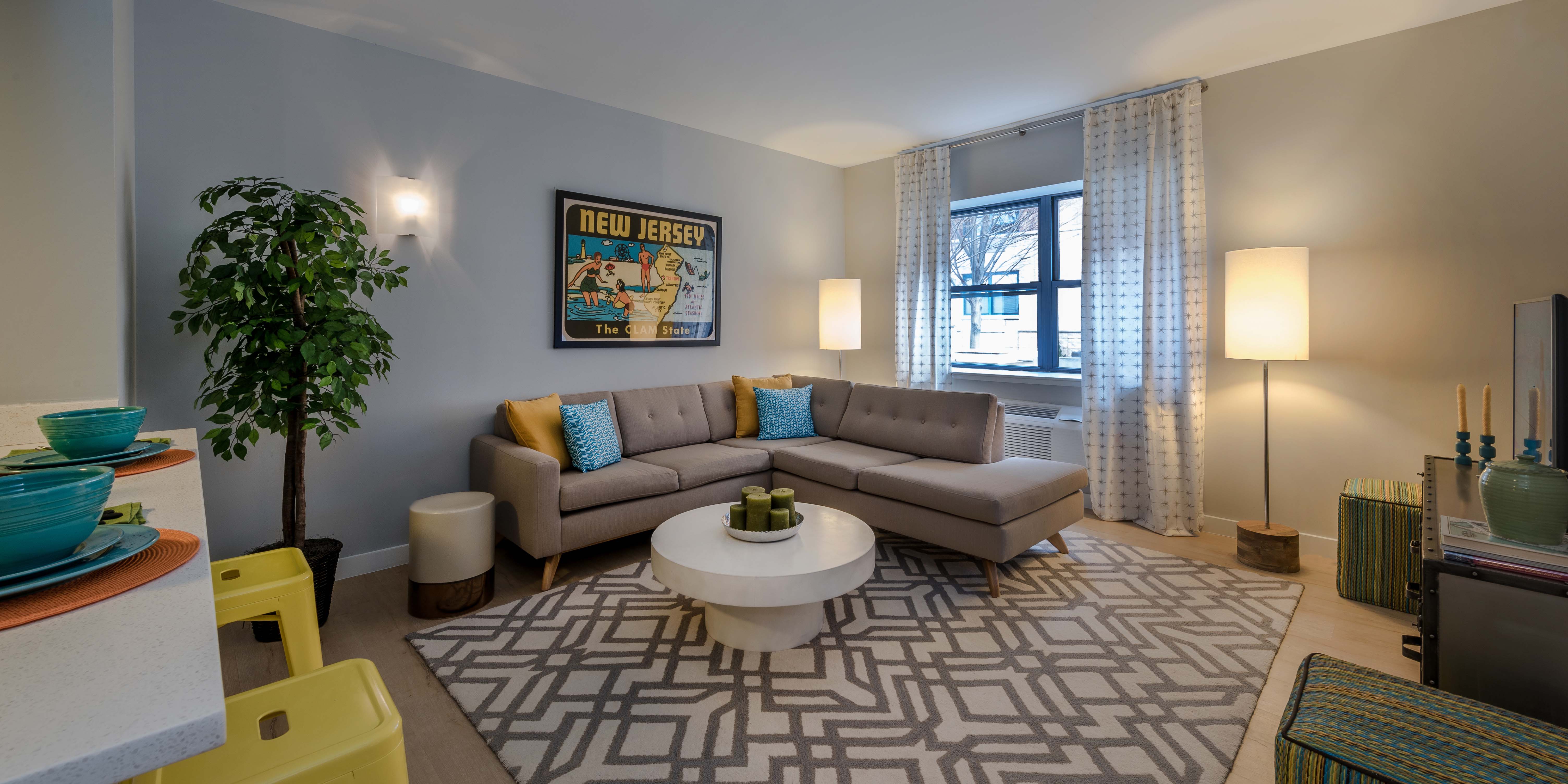 An open living room at The Monroe, Morristown, New Jersey