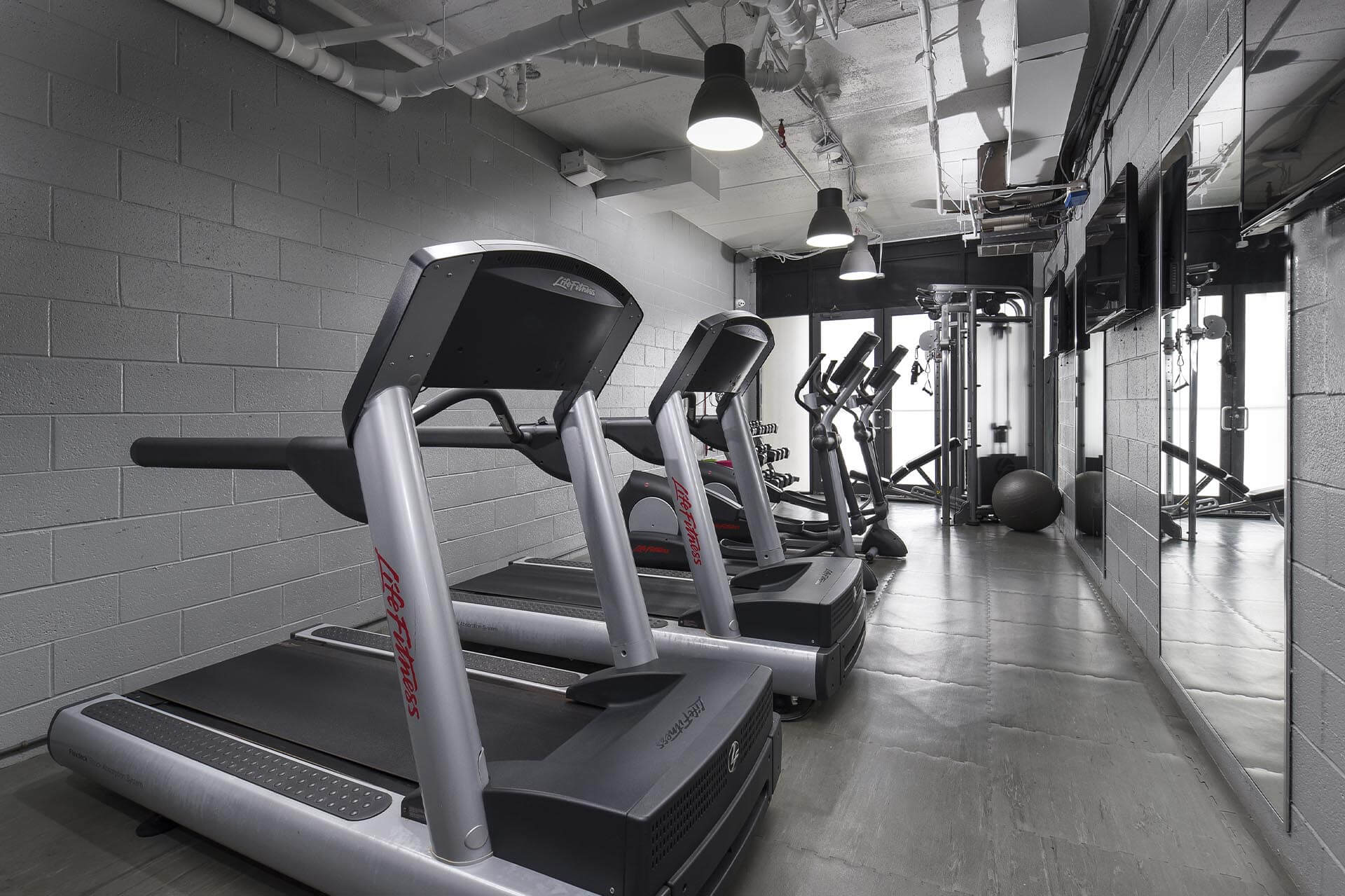 fitness center at The Monroe in Morristown, New Jersey