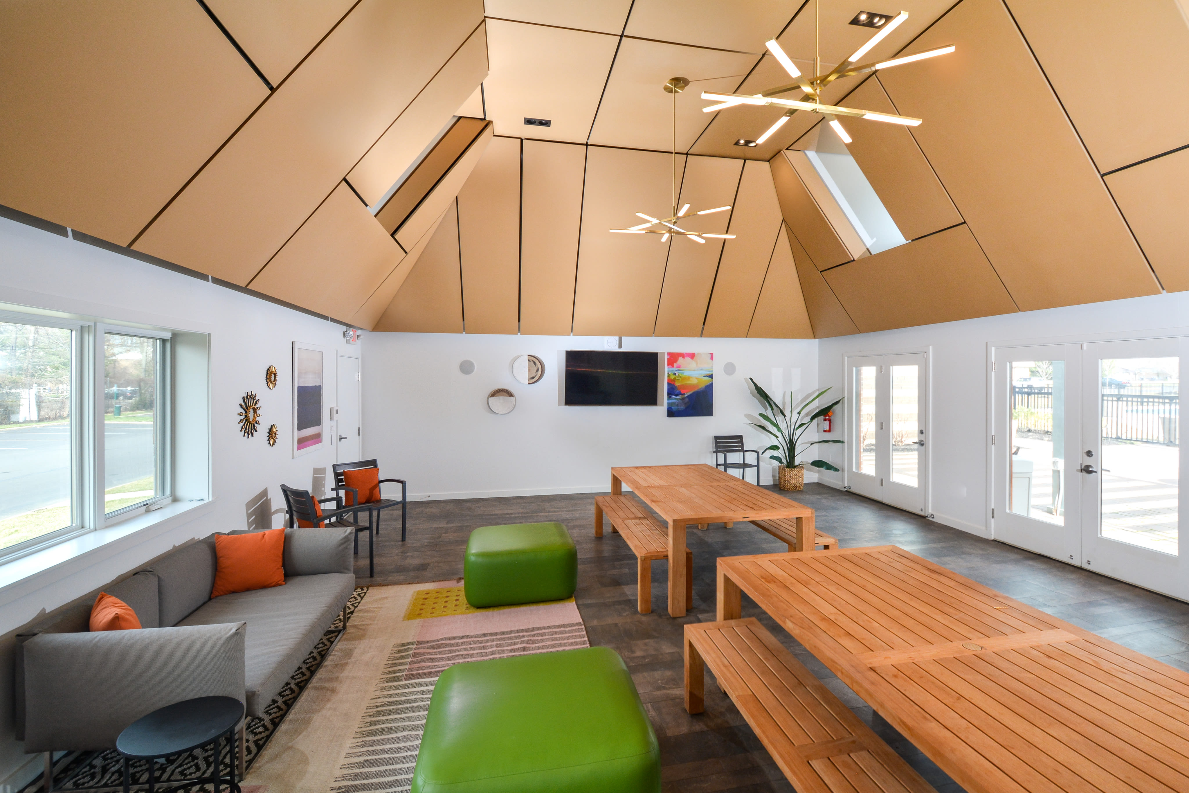 community room in the clubhouse at Franklin Commons in Bensalem, Pennsylvania