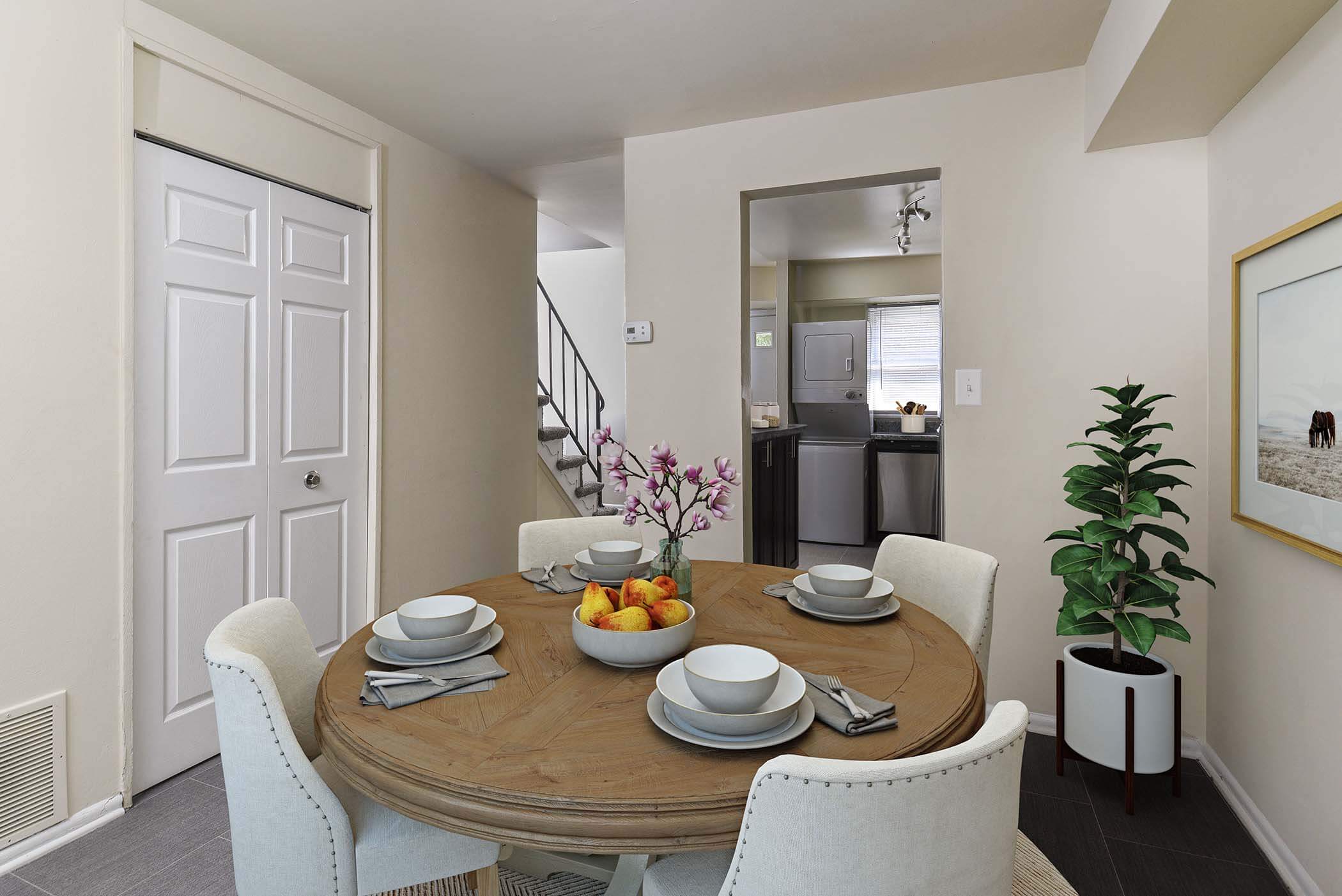 Model dining room at Mariners Pointe in Joppa, Maryland