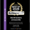 2026 Business Rate first place badge for Merrill Gardens at Greenville in Greenville, South Carolina
