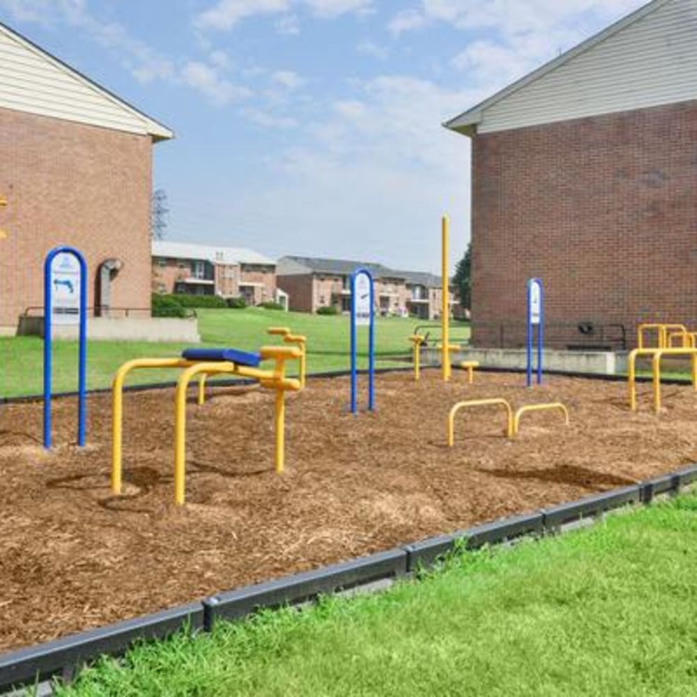 Outdoor fitness equipment at Longview Apartment Homes in Wilmington, Delaware