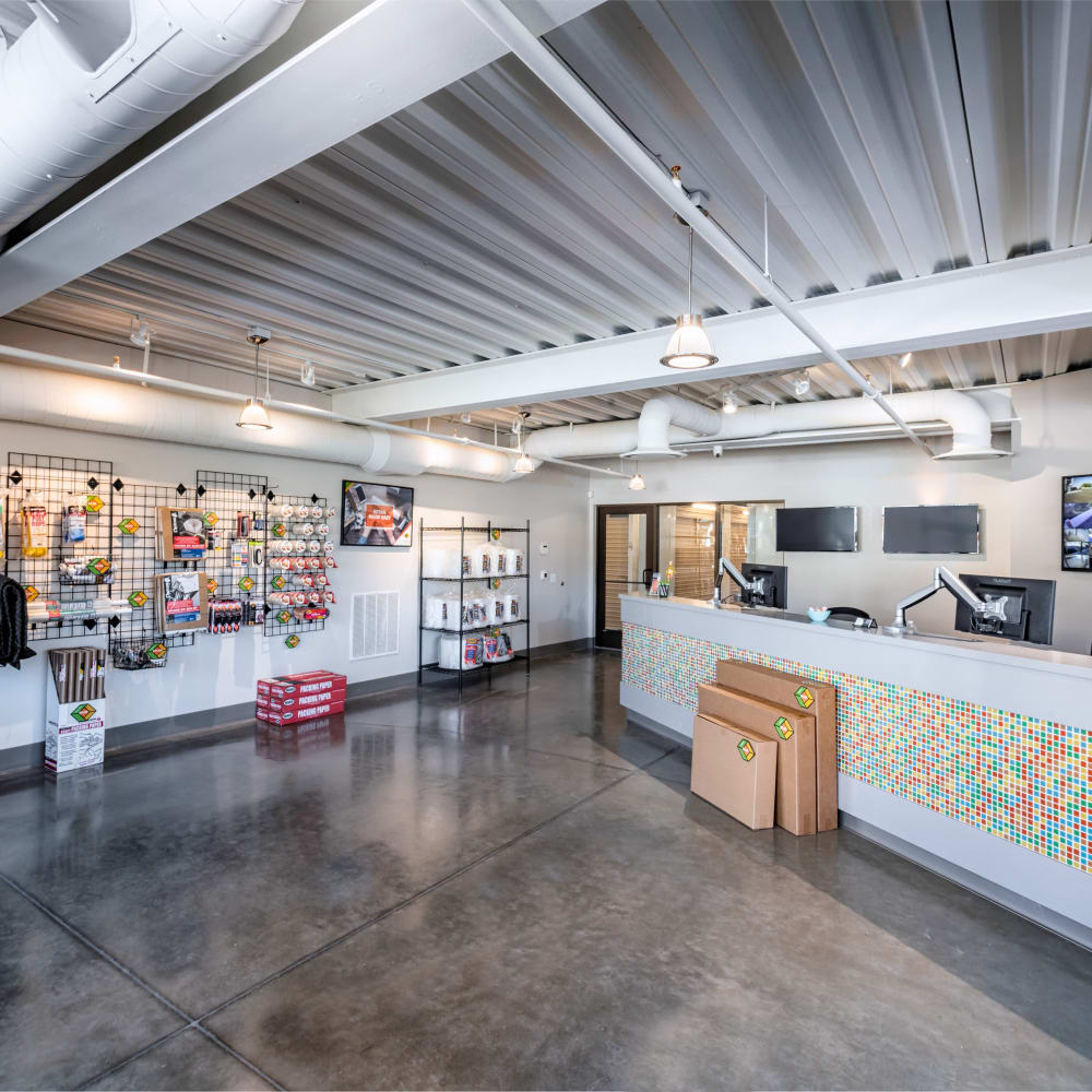 Inside the store at Cubes Self Storage in Cottonwood Heights, Utah