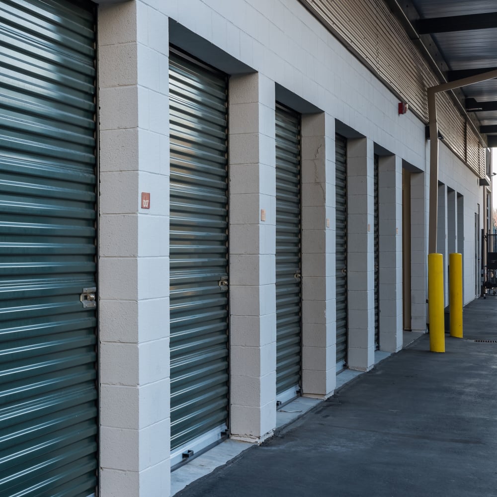 A row of storage units at Cubes Self Storage in Cottonwood Heights, Utah