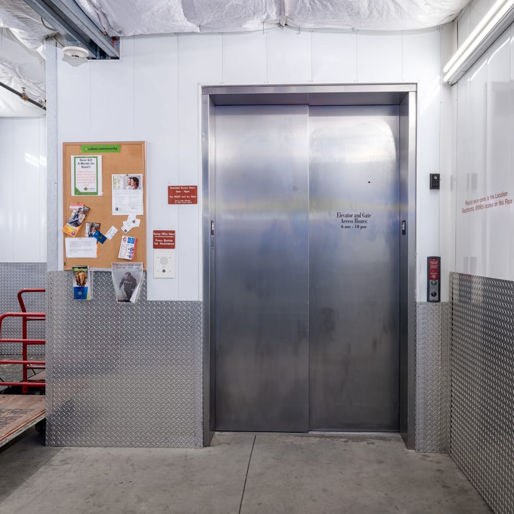 The elevator at Cubes Self Storage in Millcreek, Utah