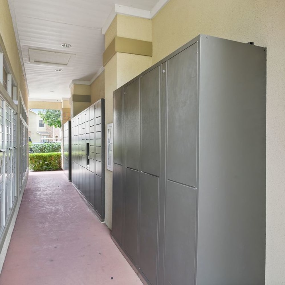 Package locker by Parcel Pending at Grand Villas Apartments in Katy, Texas