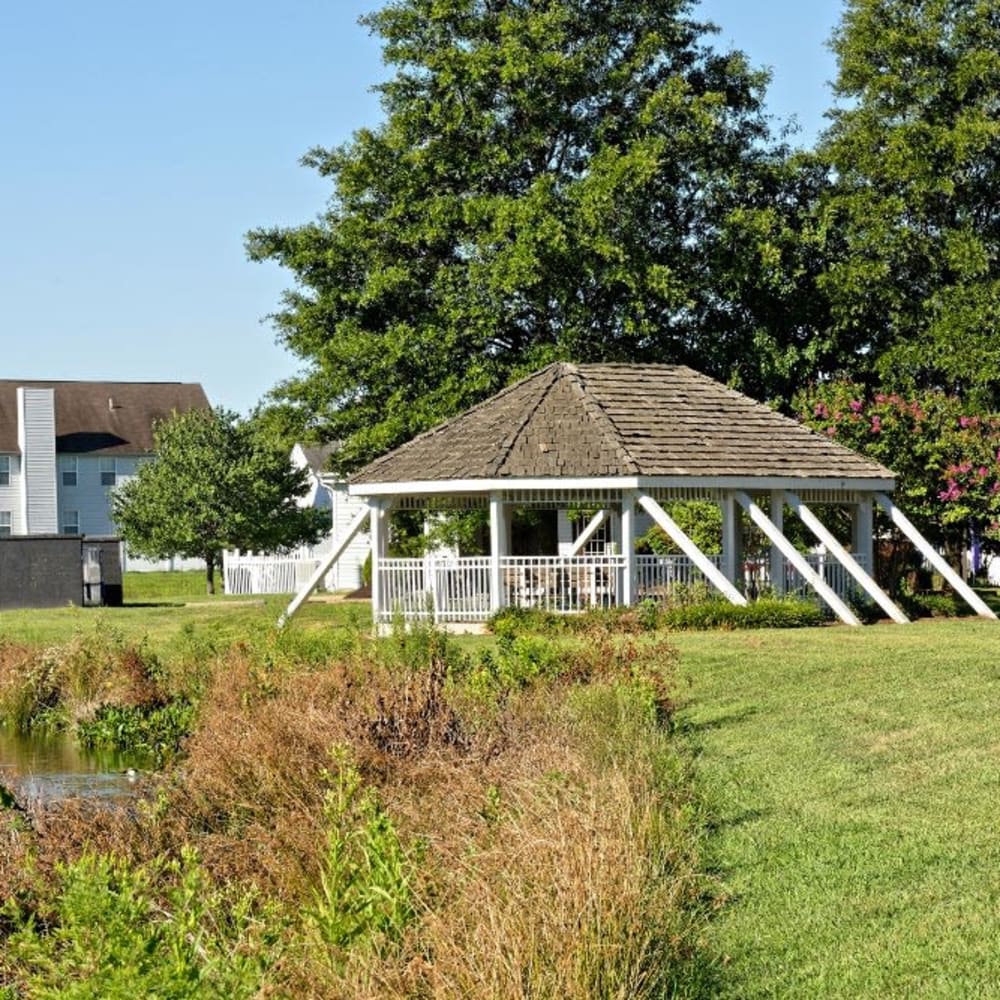 Gazebo and scenic pond at Village of Westover in Dover, Delaware