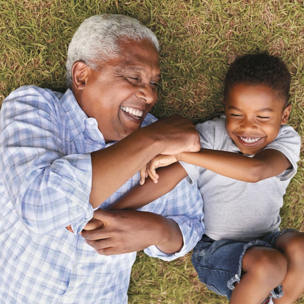 Grandfather and grandson together at Anthology Senior Living in Chicago, Illinois